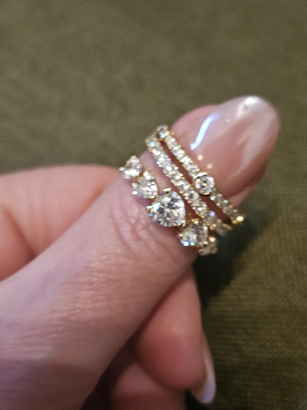 Gold Crystal Stackable Ring Set in Gold Tone